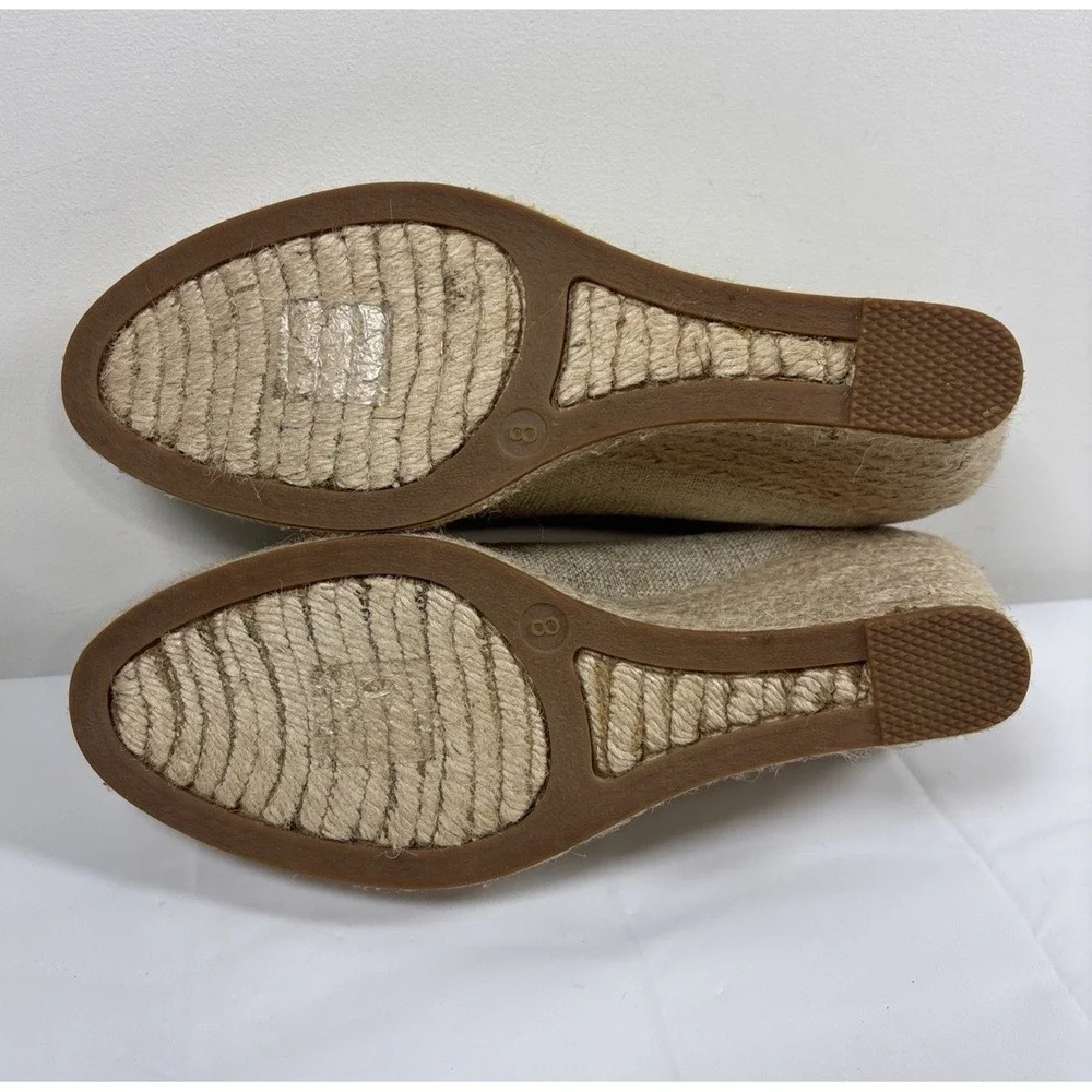 J Crew Womens 8 Seville Gold Canvas Wedge Espadrille Heels Pump Preppy Versatile